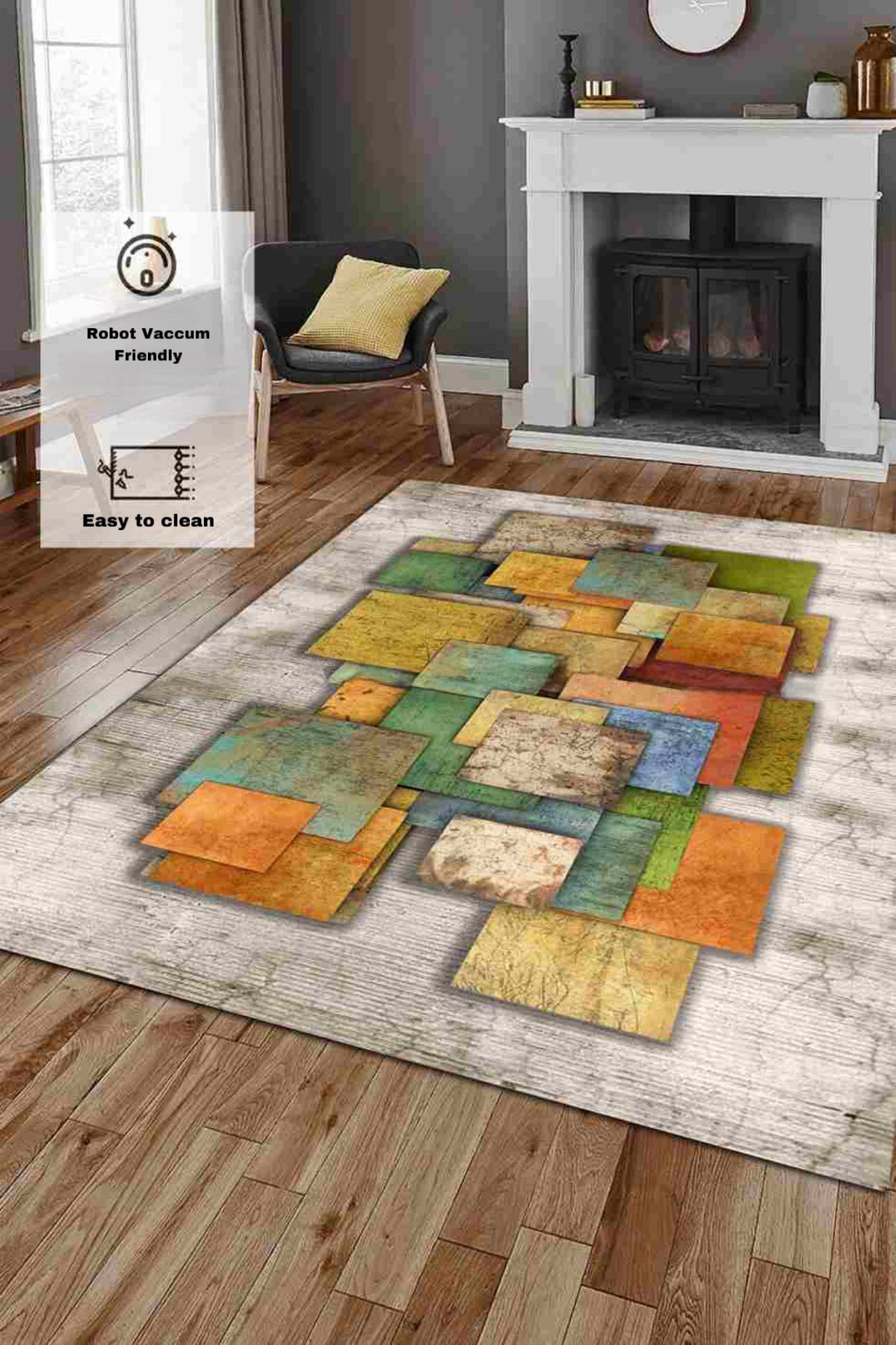 Colorful Central Square Design Bamboo Collection | Easy to clean | 8011