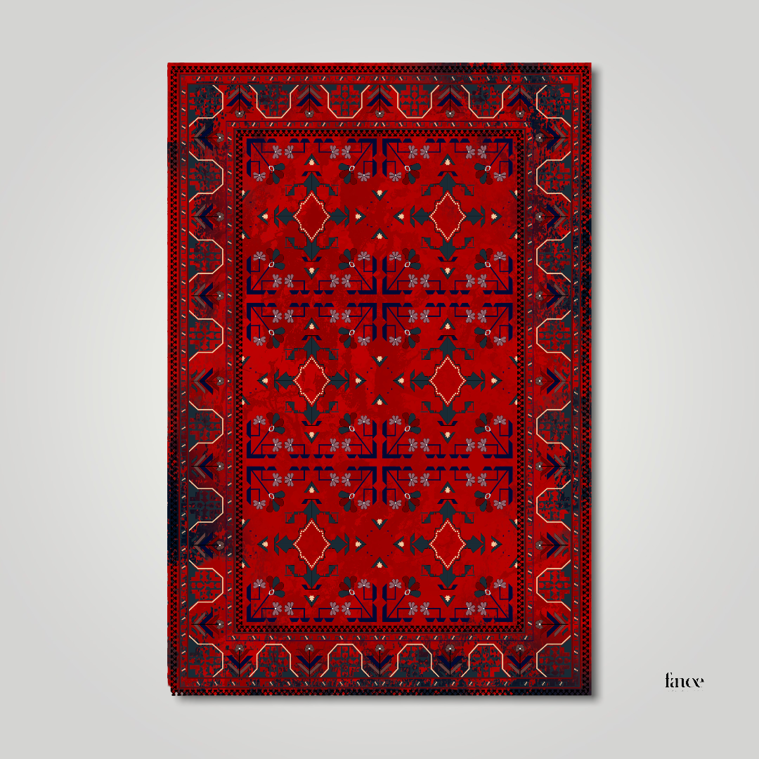 Anatolian Collection Afghan style rug with six central design | AFG005