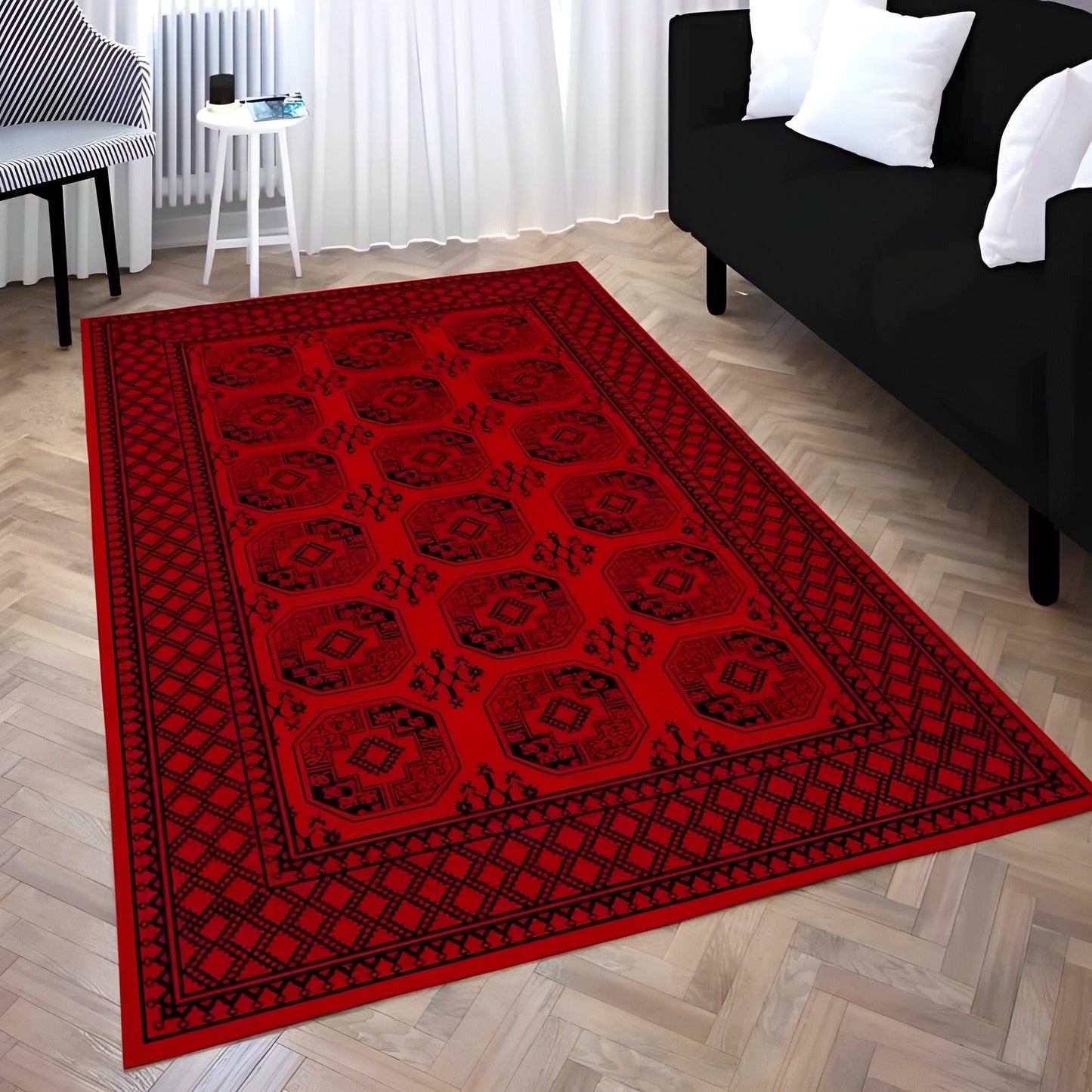 Anatolian Collection Afghan red rug with round circles in center | AFG001