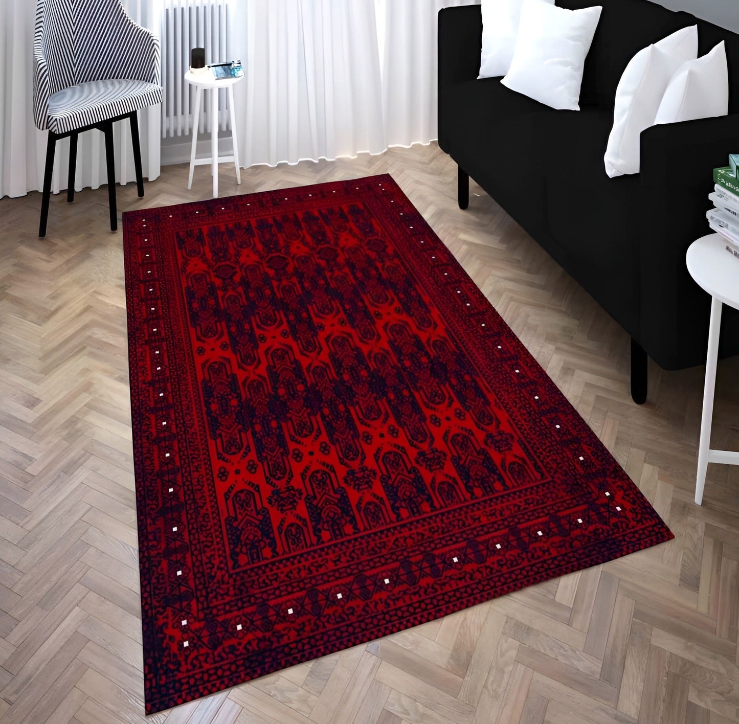 Anatolian Collection Afghan style red rug with central design | AFG004