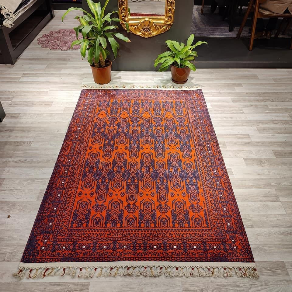 Anatolian Collection Afghan style red rug with central design | AFG004