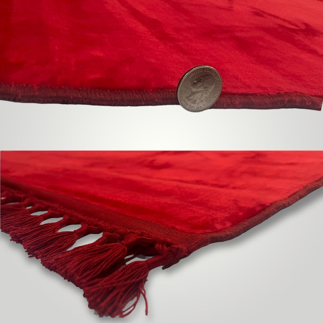 Modern Red Plain Soft-Textured Shiny Fabric Rug | Bamboo Collection | 004