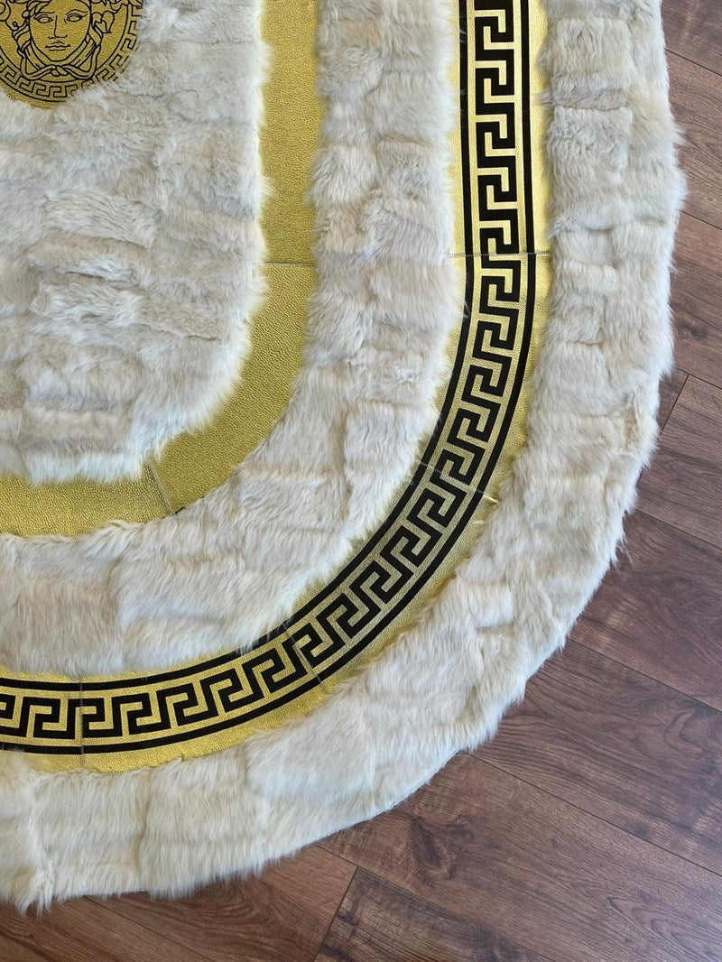 Versace Oval Frame Design | Toscana Premium Leather Luxury Rug |