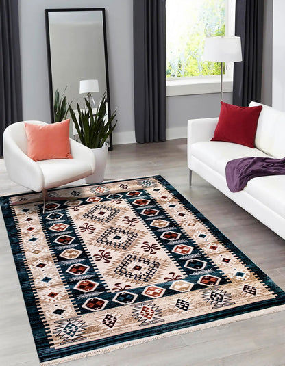 Kazak Design Rug with Sky Blue Color