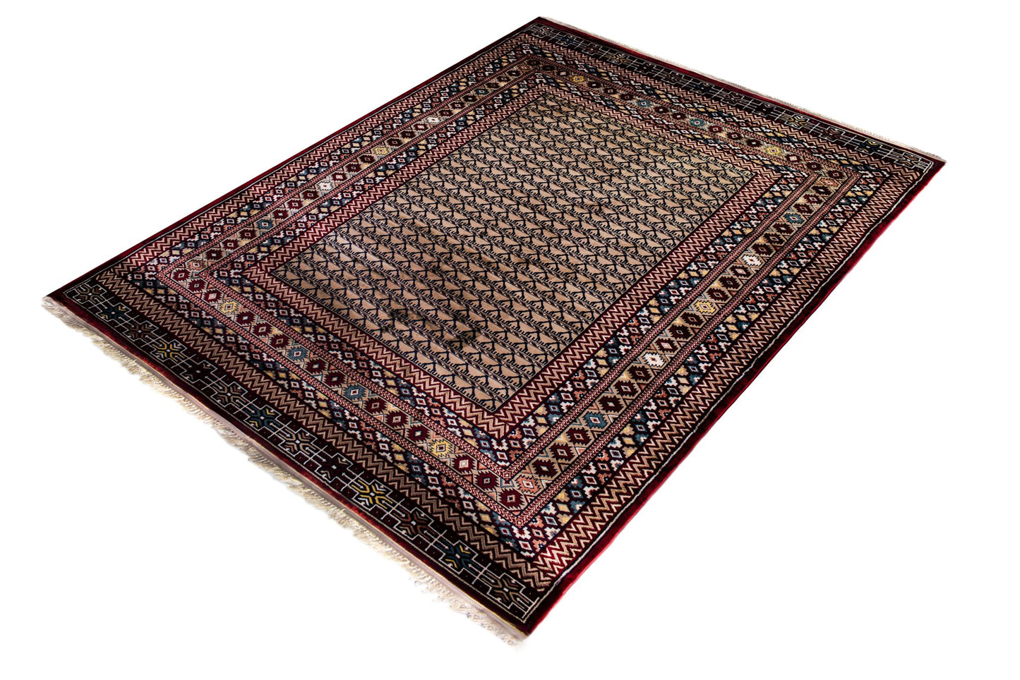 Kazak Design Rug with Dark Red Color