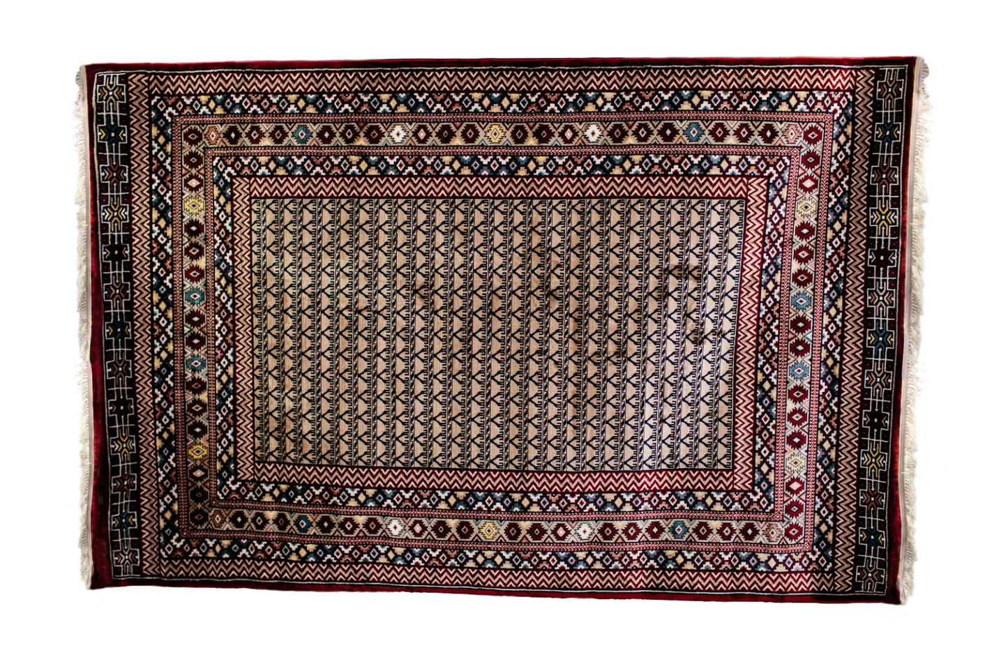 Kazak Design Rug with Dark Red Color