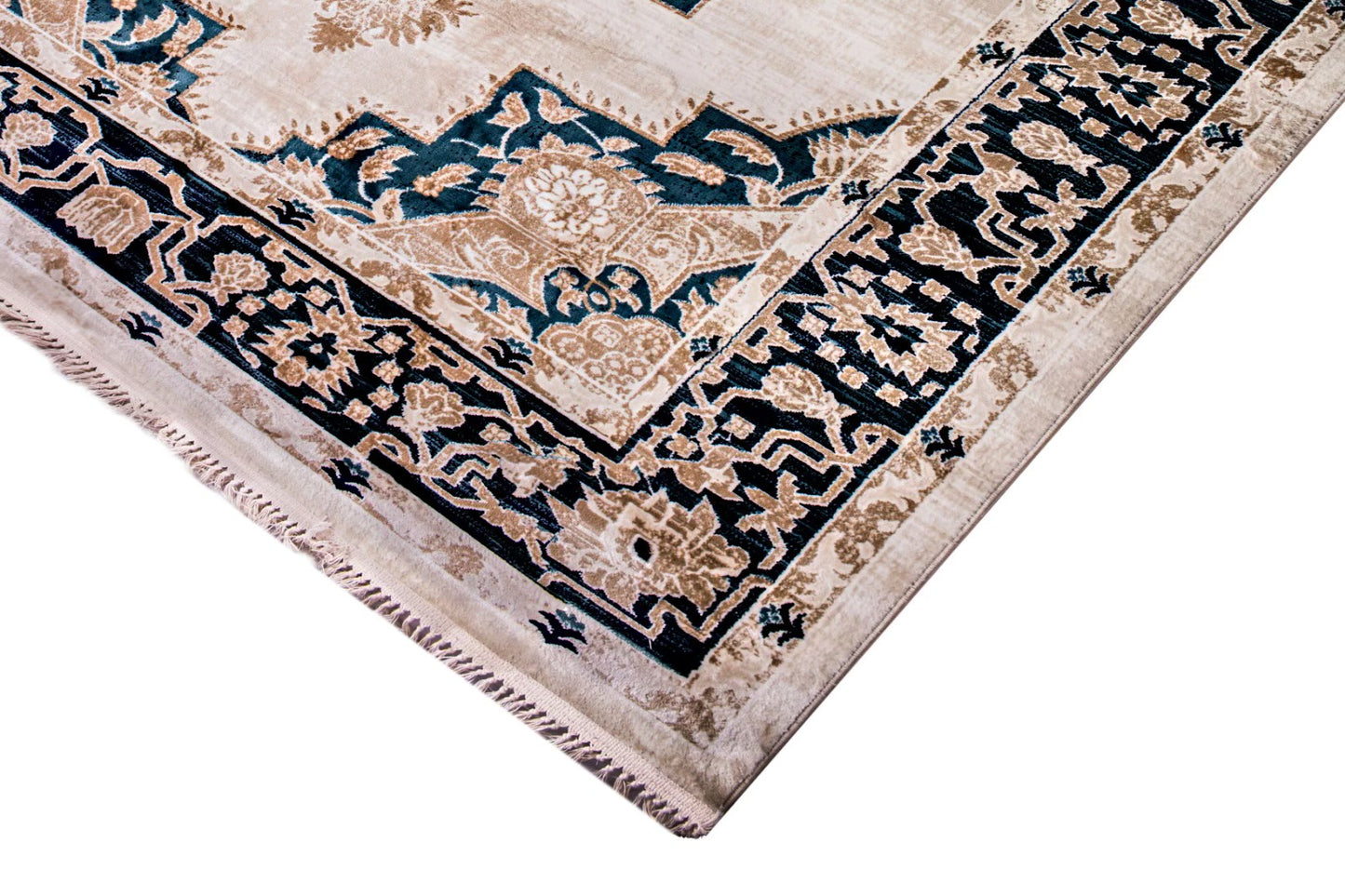 Kazak Design Rug Central Design Beige & Navy Color