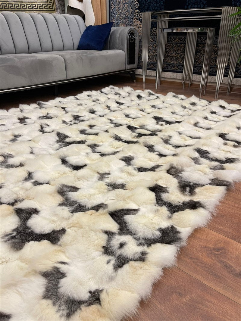 Versace Natural Fox Plain Design Premium Leather Luxury Rug | WG-01