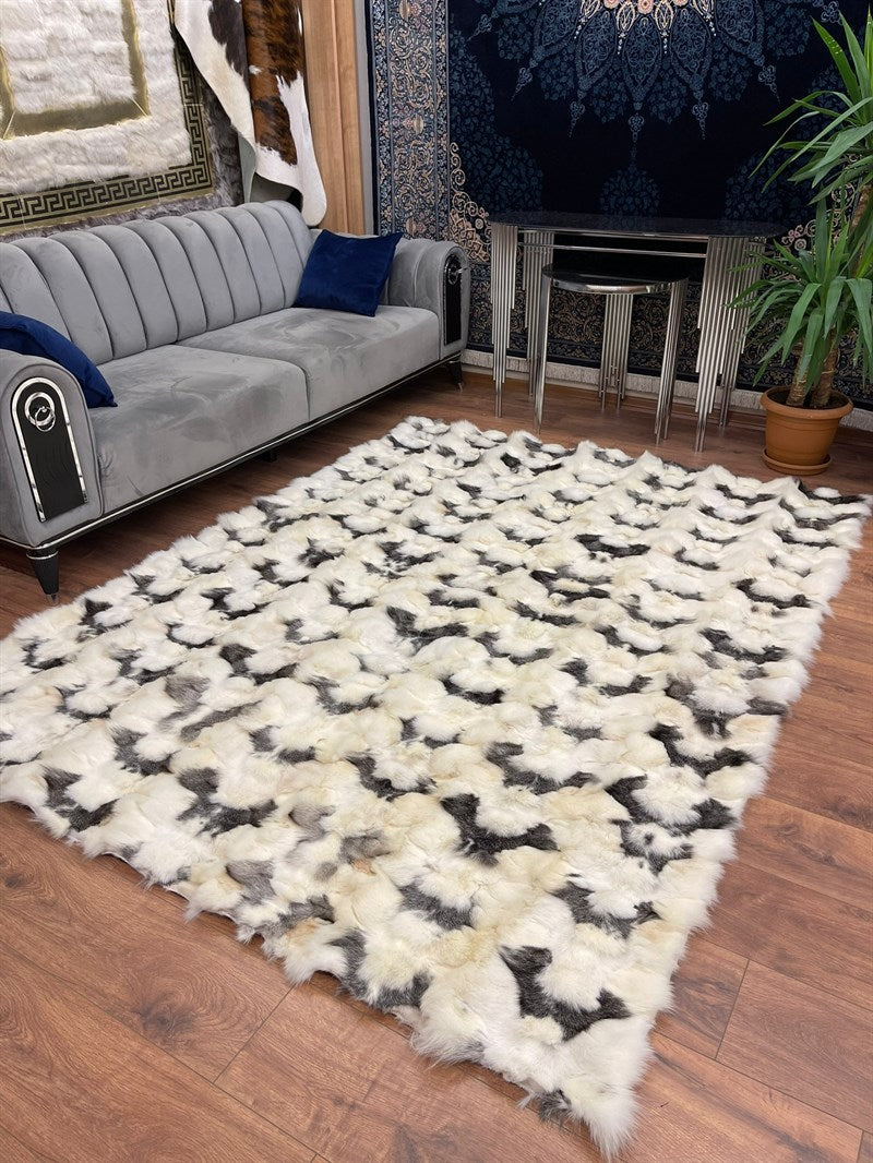 Versace Natural Fox Plain Design Premium Leather Luxury Rug | WG-01